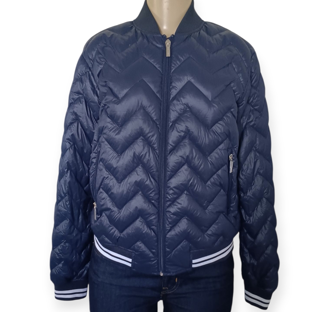 Armani Exchange Navy Chevron Puffer Jacket